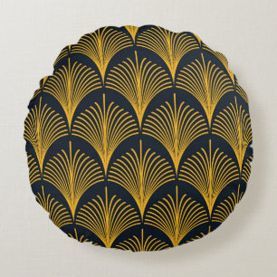 Seamless neon orange vintage art deco peacock fish rond kussen