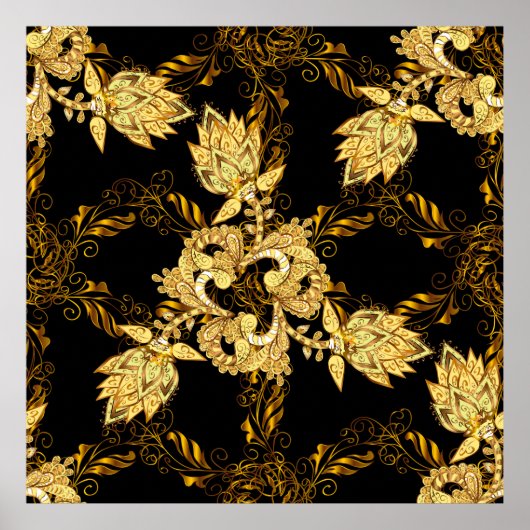 Seamless oriental ornament in the style of barok poster (Voorkant)