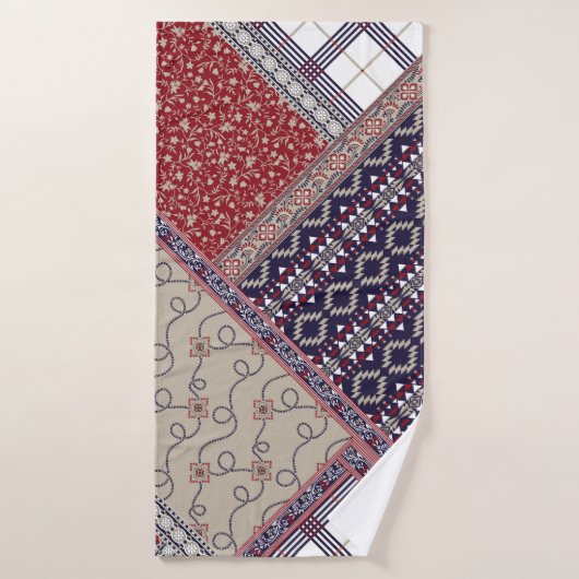 Seamless patchwork pattern on navy patchwork, abst badhanddoek (Badhanddoek)