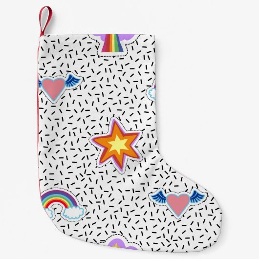 Seamless pattern background with patch cartoon sta kleine kerstsok (Voorkant)