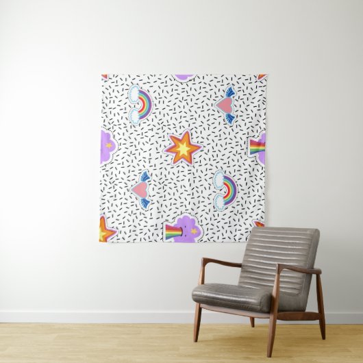 Seamless pattern background with patch cartoon sta wandkleed (In Situ (horizontaal))