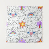 Seamless pattern background with patch cartoon sta wandkleed (Voorkant)