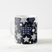 Seamless pattern background with stylized starspat koffiemok (Voorkant links)