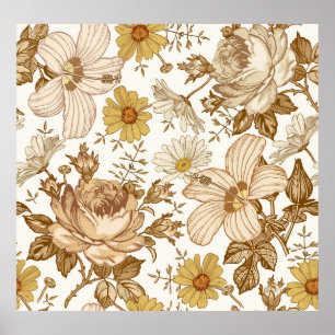 Seamless pattern. Beautiful pinoming realisti Poster