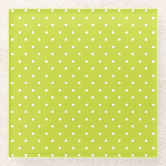 Seamless pattern  bright lime polka dot pattern glazen onderzetter (Voorkant)