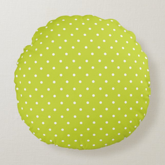 Seamless pattern  bright lime polka dot pattern rond kussen (Voorkant)