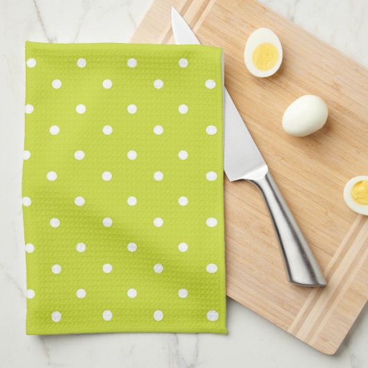 Seamless pattern  bright lime polka dot pattern theedoek (Quarter Fold)