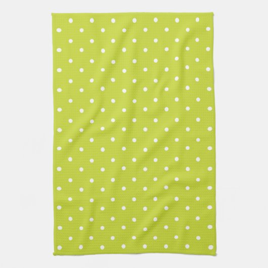 Seamless pattern  bright lime polka dot pattern theedoek (Verticaal)
