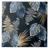 Seamless Pattern Dark Leaves Tropic Plants Tegeltje (Voorkant)