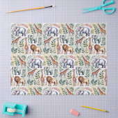 Seamless pattern featuring elephants lions tissuepapier