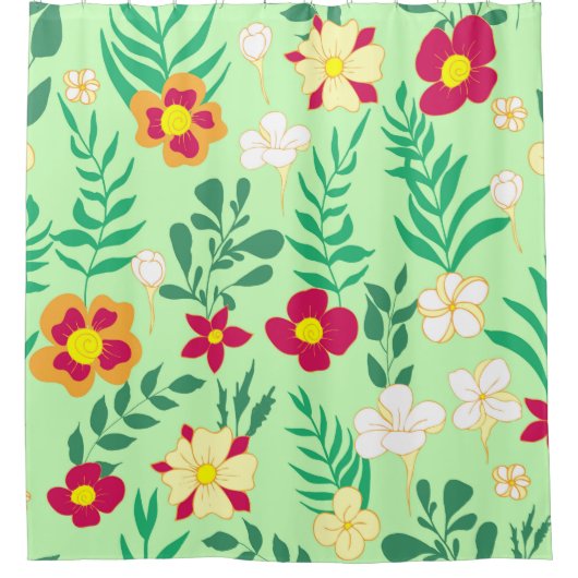 Seamless pattern flower and leaveshome decor, back douchegordijn (Voorkant)