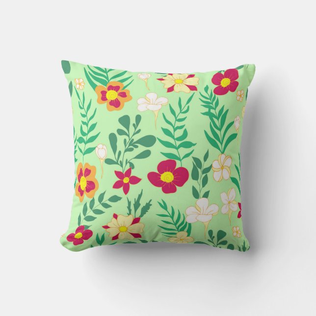 Seamless pattern flower and leaveshome decor, back kussen (Voorkant)