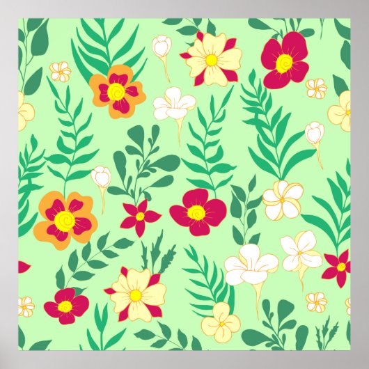 Seamless pattern flower and leaveshome decor, back poster (Voorkant)