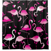 Seamless pattern from pink flamingos on a dark bac douchegordijn (Voorkant)