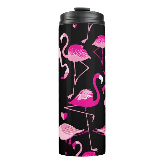Seamless pattern from pink flamingos on a dark bac thermosbeker (Voorkant)