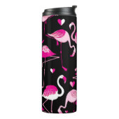 Seamless pattern from pink flamingos on a dark bac thermosbeker (Gedraaid links)