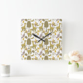 Seamless pattern Giraffe yellow white background Vierkante Klok (Huis)