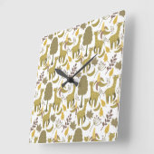 Seamless pattern Giraffe yellow white background Vierkante Klok (Hoek)