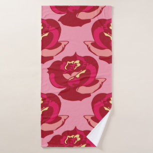 Seamless pattern gold burgundy roses vintage beaut badhanddoek