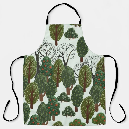 Seamless pattern, green forest with different tree schort (Voorkant)
