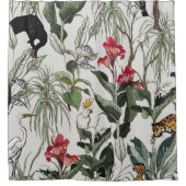 Seamless Pattern Hand Drawn Botanical Illustration Douchegordijn (Voorkant)