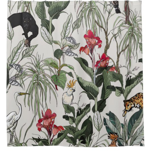 Seamless Pattern Hand Drawn Botanical Illustration Douchegordijn (Voorkant)