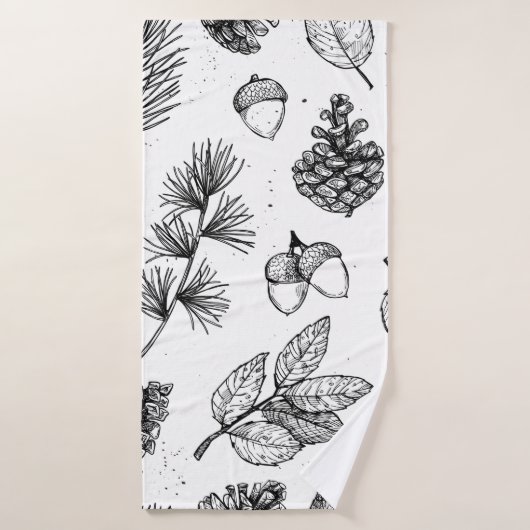 Seamless pattern. Hand drawn vintage illustraties Badhanddoek (Badhanddoek)