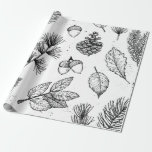 Seamless pattern. Hand drawn vintage illustraties Cadeaupapier<br><div class="desc">Naadloos patroon. Handgetekende  illustraties - Forest Autumn collectie. Spruce takken,  acorns,  dennenaaltjes,  valbladeren. acorn,  herfst,  pine,  pinecone,  forest,  sketch,  kerstmis,  icon,  magie,  boom,  coniferous,  fauna,  oktober,  achtergrond,  botanisch,  botanisch,  helder,  decor,  decoratie,  design element vintage,  retro,  illustratie, </div>