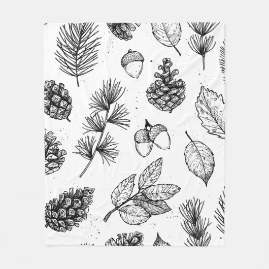 Seamless pattern. Hand drawn vintage illustraties Fleece Deken (Voorkant)