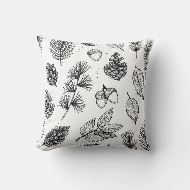 Seamless pattern. Hand drawn vintage illustraties Kussen (Voorkant)