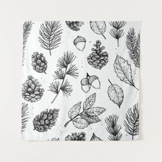 Seamless pattern. Hand drawn vintage illustraties Wandkleed (Voorkant)
