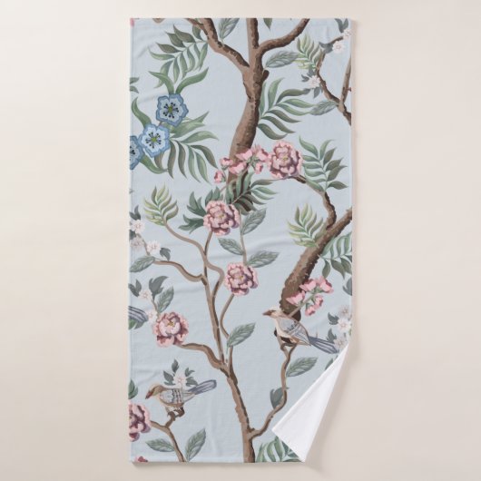 Seamless pattern in chinoiserie style with peonies badhanddoek (Badhanddoek)