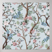 Seamless pattern in chinoistijl with peonies poster (Voorkant)