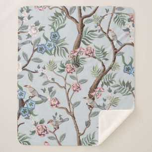 Seamless pattern in chinoistijl with peonies sherpa deken