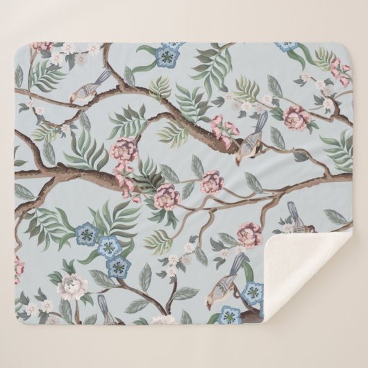 Seamless pattern in chinoistijl with peonies sherpa deken (Voorkant (horizontaal))