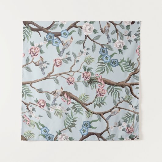 Seamless pattern in chinoistijl with peonies wandkleed (Voorkant (horizontaal))