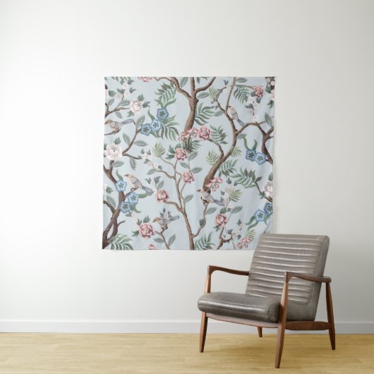 Seamless pattern in chinoistijl with peonies wandkleed (In situ)