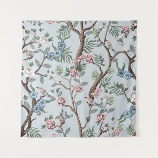 Seamless pattern in chinoistijl with peonies wandkleed (Voorkant)