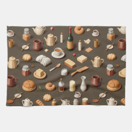 Seamless pattern of breakfast and tea sets theedoek