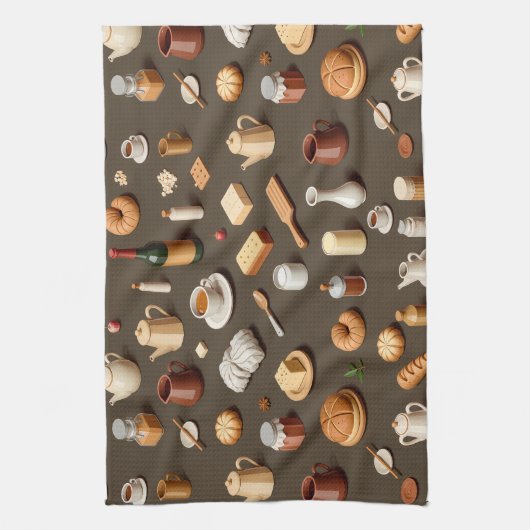 Seamless pattern of breakfast and tea sets theedoek (Verticaal)