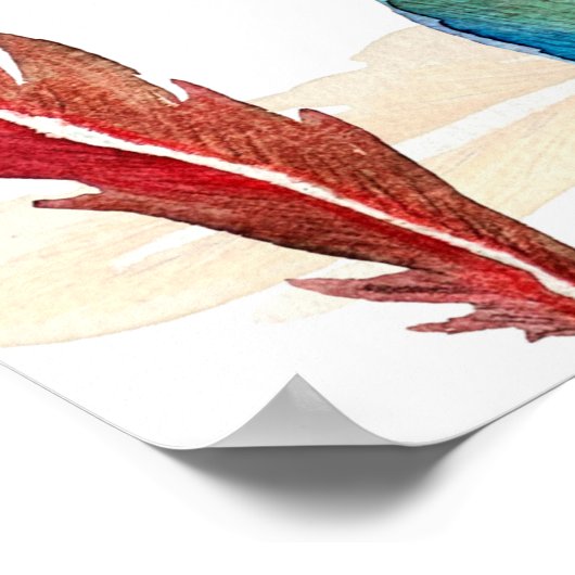 Seamless pattern of bright feathers painted in wat poster (Hoek)