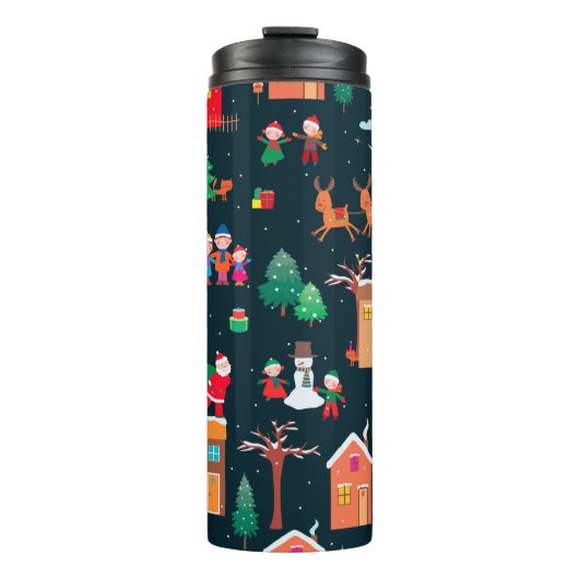 Seamless pattern of happy Christmastime in a villa Thermosbeker (Voorkant)
