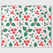 Seamless pattern of holly berry leaves cadeaupapier (Vlak)