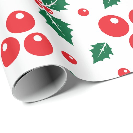 Seamless pattern of holly berry leaves cadeaupapier (Rol Hoek)