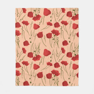 Seamless pattern of poppy on a beige backgroundabs fleece deken