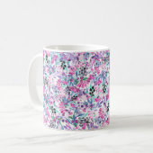 Seamless pattern of purple flowers and berries,blu koffiemok (Voorkant links)