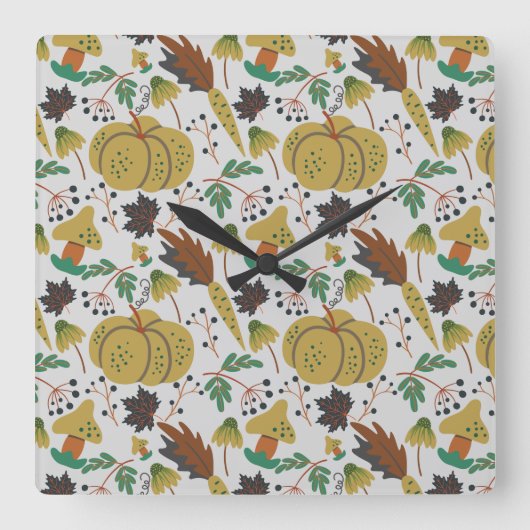 Seamless pattern of tropical pumpkins and carrots vierkante klok (Voorkant)