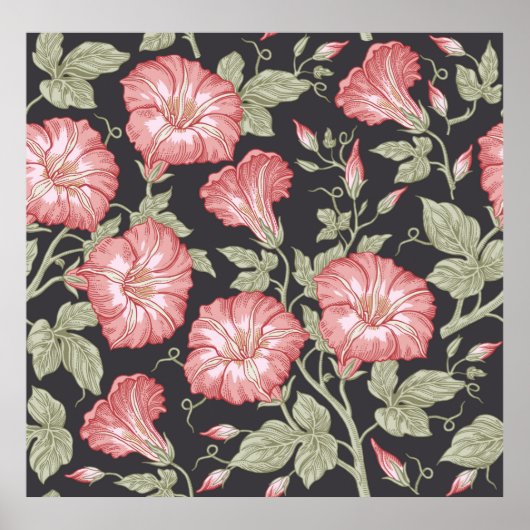 Seamless pattern. Petunia wildflowers is. Bezetter Poster (Voorkant)
