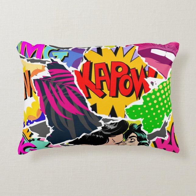Seamless pattern pop art comics style. Collage of  Accent Kussen (Voorkant)