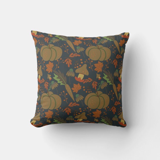 Seamless pattern Pumpkin & carrot dark background Kussen (Voorkant)